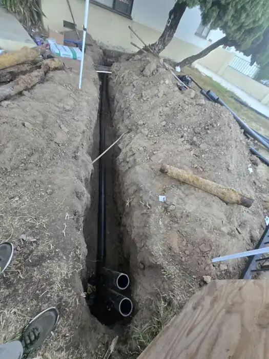 New sewer line in the trench